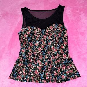 Xhilaration Mesh Floral Tank Top